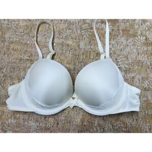 Ambrielle Lace Push-up Ego Boost Bra Underwire Women's 34A White Lace Bow Straps
